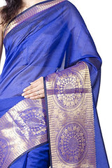 Chandrakala Women's Banarasi Faux Silk Saree (9128_Royal Blue)