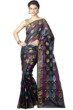 Chandrakala Women's Banarasi Cotton Silk Saree(Black)