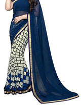 Trendz Women's Georgette Saree (TZ_Brinjal_Blue)