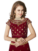 Glory Sarees Women's Georgette Saree(sukanya maroon saree_maroon)