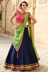 Royal Export Women's Bangalori Silk Neavy Blue Wedding Lehenga Choli...