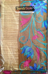Trendz Printed Cotton Silk Brown Saree(TZ_Mayur_Pankh)