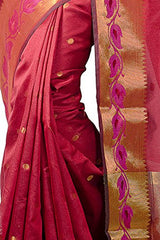 Chandrakala Women's Banarasi Cotton Silk Saree(Red)
