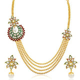 Sukkhi Intricately Four Strings Gold Plated Necklace Set for Women