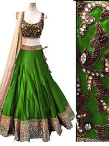 Sky GLobal Green Benglori Silk Embroidered Lehenga Choli (Lehnga_165_Free Size_Green)