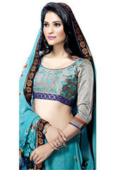 Oomph! Women's Georgette Sarees Party Wear/Fancy Georgette Sarees/Printed Georgette Sarees - Cerulean Blue