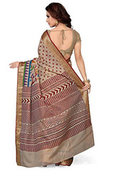 Rani Saahiba Printed Zari Border PolyCotton Saree(SKR1752_Red - Beige)