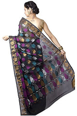 Chandrakala Women's Banarasi Cotton Silk Saree(Black)