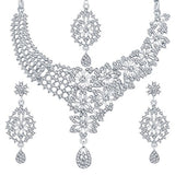 Sukkhi Glittery Rhodium Plated AD Necklace Set For Women