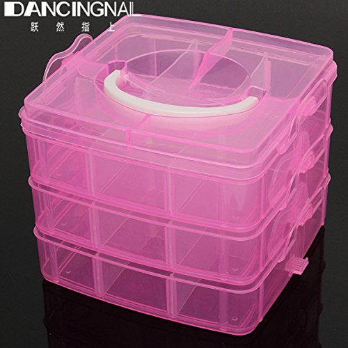 Generic 3 Layer Plastic Clear Nail Art Storage Boxs Case False Nails Rhinestones Jewelry Beads Organizer Container Makeup Box