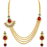 Sukkhi Glittery Four Strings Gold Plated Necklace Set for Women