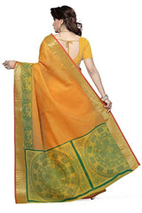 Rani Saahiba Gadwal Zari Border Cotton Printed Saree (SKR2431_Yellow)