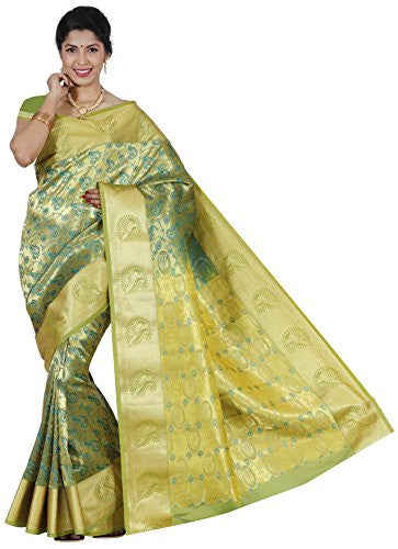 RR Women's Resham Silk Powerloom Saree (RR-BBB002-BOTTLE GREEN)