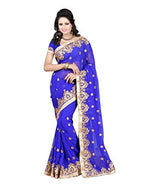 Pahal Fashion Women's Chiffon Saree (PF_7108_Blue)