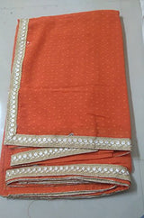Rewa Enterprises Georgette Party Wear Fancy Saree With Designer Blouse Piece - Orange