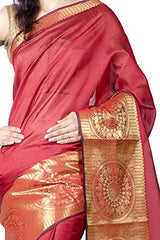 Chandrakala Women's Faux Banarasi Silk Saree (9132_Red)