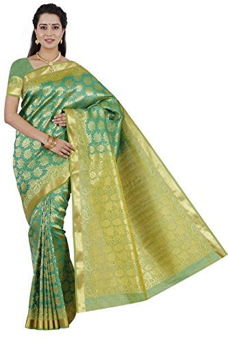 RR Women's Resham Silk Powerloom Saree (RR-CBB001-BOTTLE GREEN)