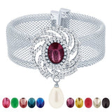 Sukkhi Shimmering Rhodium Plated AD Ten Changeable Stone Kada for Women