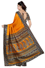 Rani Saahiba Art Bhagalpuri Silk Kalamkari Printed Saree(Gold_SKR2489)