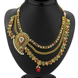Sukkhi 3 Strings One Sided Mango Design Gold Plated Antique Necklace Set for Women