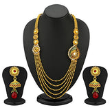 Sukkhi One Sided 5 Strings Gold Plated Antique Necklace Set for Women