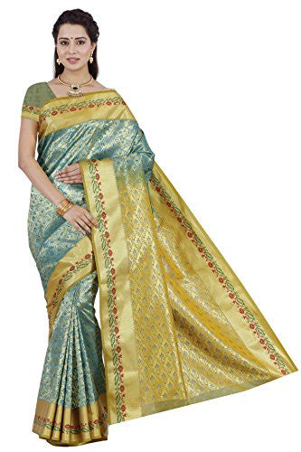 RR Women's Resham Silk Powerloom Saree (RR-BMB001-LIGHT GREEN)