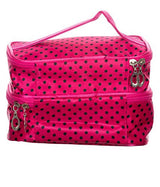 Di Grazia Pink Double Decker Cosmetics Storage Bag With Mirror