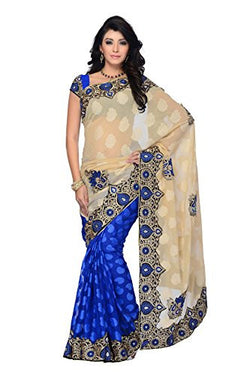 Four Seasons Faux Crepe Zari Saree (FS3219_Blue)