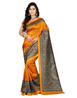 E-VASTRAM Womens Art Mysore Printed Silk Saree (NS5A_yellow)
