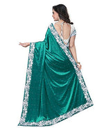 V-Art Women's Velvet &amp; Net Saree (GreenVelvet1_Rama Green)