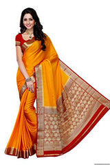 Mimosa Women'S Creap Silk Saree With Blouse,Color:Gold(3200-2077-MGLD-RMRN)
