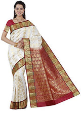 RR's Women's Kanchipuram Art Silk Saree Handloom Saree (RR-KOW001-OFF WHITE)
