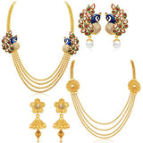 Sukkhi Beguiling 4 String Gold Plated Set of 2 Necklace Set Combo For Women