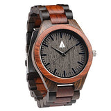 Treehut Men's Rosewood and Ebony Wooden Watch with All Wood Strap Quartz Analog with Quality Miyota Movement and Stainless Steel Tri-Fold Clasp with Push Buttons