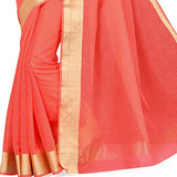 Rani Saahiba Banarasi Kota Art Cotton Silk Saree(Orange_Red)