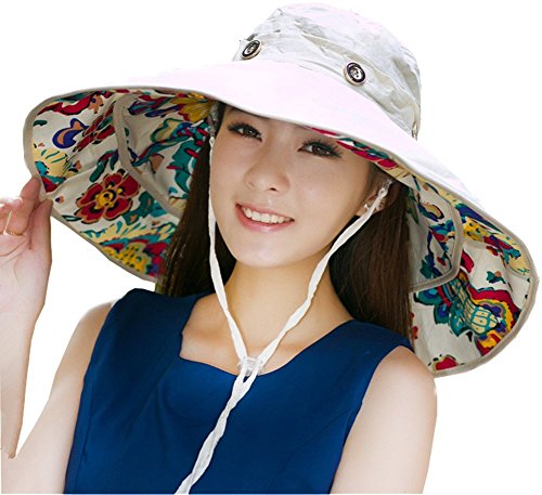 iHomey Packable Extra Large Brim Floppy Sun Hat Reversible UPF 50+ Beach Sun Bucket Hat
