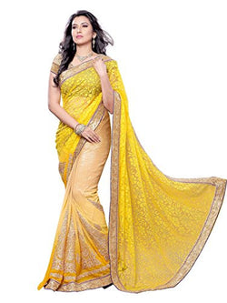 Four Seasons Brasso Georgette Zari Saree (FS6013_Yellow)