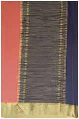 Mimosa Women's Traditional Chiffon Silk Saree Kanjivaram Style With Blouse Color:Peach(3309-2095-PCH-NVY )