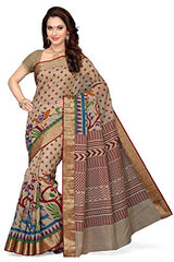 Rani Saahiba Printed Zari Border PolyCotton Saree(SKR1752_Red - Beige)