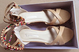 Getmorebeauty Women's Wedge Sandals Pearls Across The Top Platform High Heels 9 B(M) US