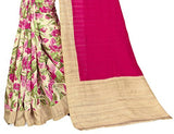 SOURBH Women's Raw Silk Saree (659_Pink,Beige)