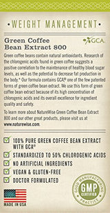 NatureWise Green Coffee Bean Extract with Antioxidants, All Natural Weight Loss Supplement, Helps Maintain Normal Blood Sugar Levels, Non-GMO, 800mg, 60 count