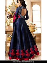 Royal Export Women's Bangalori Blue &amp; Red Anarkali Semi-Stitched Salwar Suit