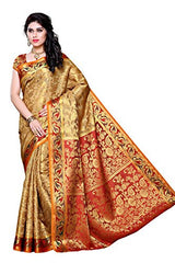 Mimosa Women's Traditional Art Silk Saree Kanjivaram Style With Blouse Color:Chiku(3296-140-CKU-MRN )