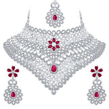 Sukkhi Attractive Rhodium Plated AD Necklace Set For Women