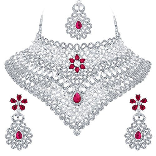 Sukkhi Attractive Rhodium Plated AD Necklace Set For Women