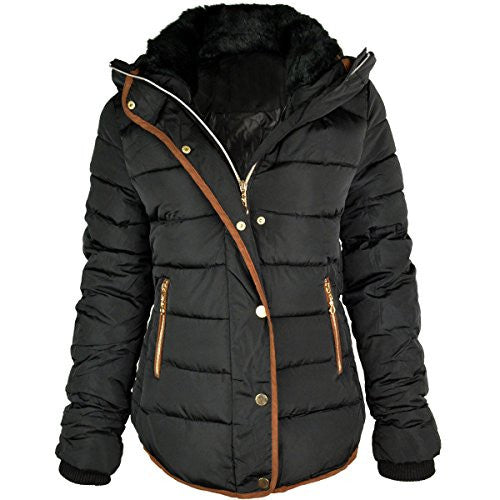 Fashion Thirsty Women's Quilted Hooded Winter Puffer Coat 6 Black