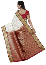 RR's Women's Kanchipuram Art Silk Saree Handloom Saree (RR-KOW001-OFF WHITE)