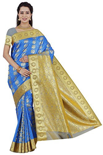 RR Women's Resham Silk Powerloom Saree (RR-REB001-DARK BLUE)