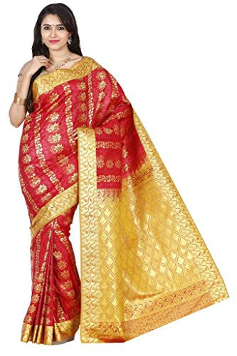 RRs kanchipuram Art silk Powerloom Saree light weight with multi colour combination (REB012 RED)
